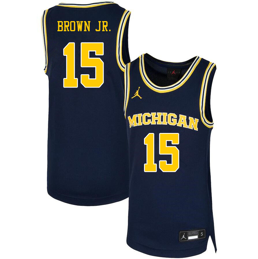 Men #15 Chaundee Brown Jr. Michigan Wolverines College Basketball Jerseys Sale-Navy - Click Image to Close